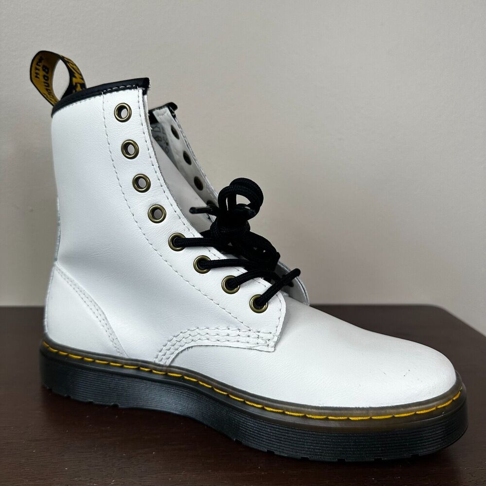 NEW Dr Martens Boots White Zavala Combat Lace Up Leather Womens 8 Mens 7